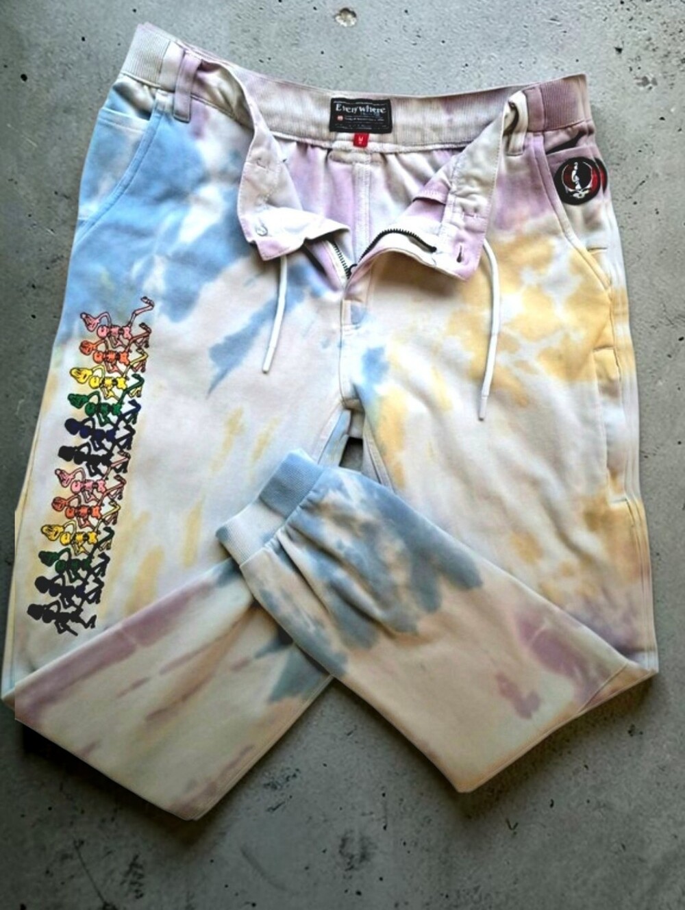 686 Grateful Dead Everywhere Double Knit Tie Dye Pants Unisex Medium (M) GUC